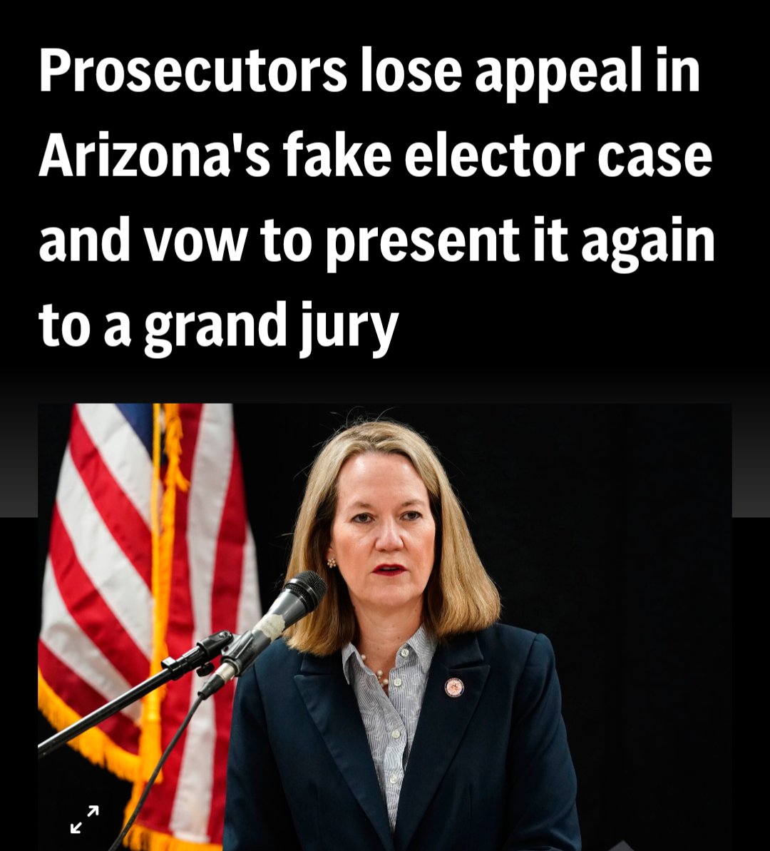 TheRealThelmaJ1's tweet photo. Arizona Attorney General Kris Mayes is one of the few officials in America willing to stand up and make the Fake Electors pay a price for trying to steal the 2020 election.  She is a hero. https://t.co/8ibUNKGT6b