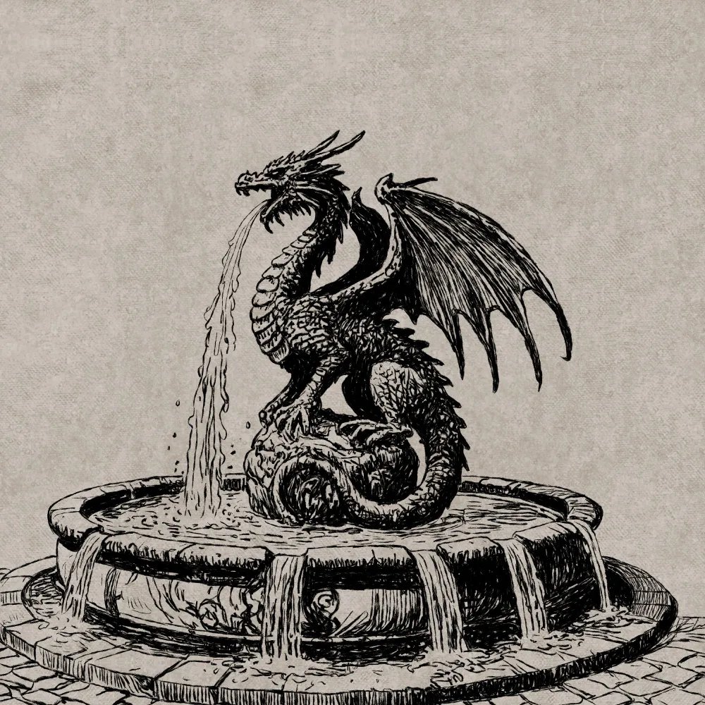 NeroDevX's tweet photo. Dragon Fountain It took 16h but it's finally done...  #art #artwork #drawing #illustration #dragon #fountain #fantasy #ink #digital https://t.co/cRdXb9BShD