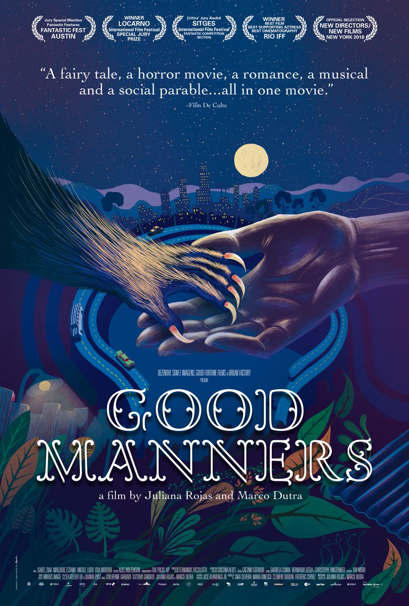 Dailyhorrorfilm's tweet photo. Today's horror movie of the day is Good Manners(2017) 

"Clara, a lonely nurse from São Paulo is hired by mysterious and wealthy Ana as the nanny for her unborn child. The two develop a strong bond, but a fateful night changes their plans." Available on Tubi &amp; Fawsome!
(1/2) https://t.co/80MiMltVFs