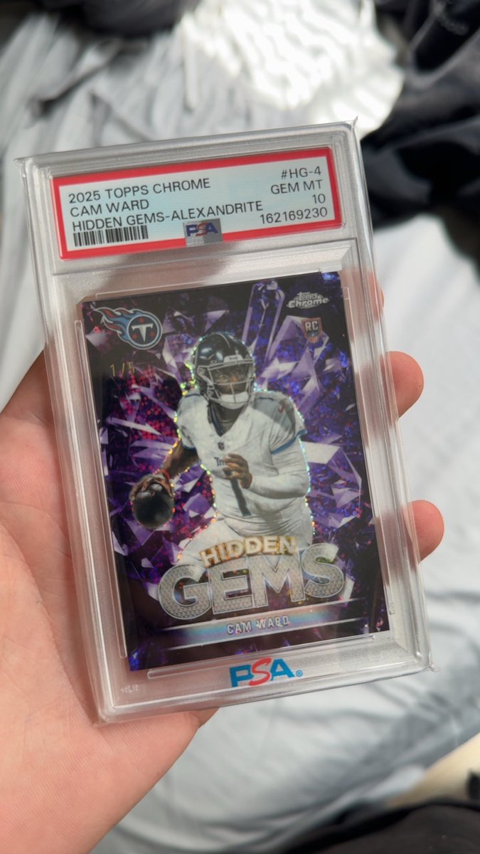 svghokage's tweet photo. Pulled this a couple weeks ago and dropped it off with PSA at the Dallas Card Show for grading. PSA 10 Gem Mint Hidden Gems Cam Ward 1/5 😎@CardPurchaser @Topps @FanaticsCollect @SportsCardInv https://t.co/nXkE5SRHvw