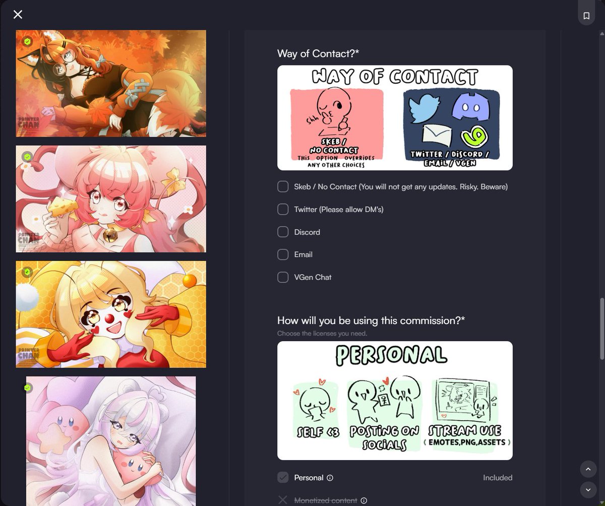printerchaaaan's tweet photo. Hello hello! I've updated my request forms for my comms services with these cute art base from sneaky_egg 💜✨

Also just to announce that I'm finally back to work after a 2 week long period break~ My commissions are open for those interested on getting some skeb art 🙌 https://t.co/ZymTkLprtp