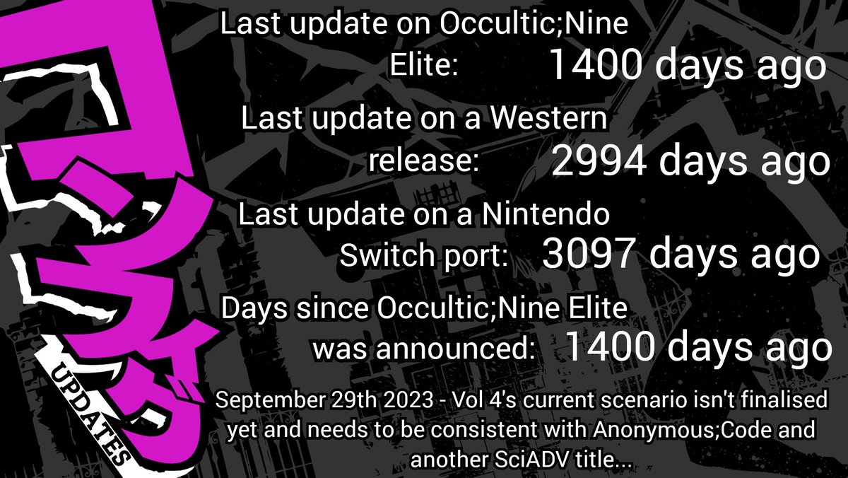 O9_Translation's tweet photo. [Saenai Animation Works - Occultic;Nine]
Nah but with New World no longer being a patch, a potential 'Elite' styled project could arrive someday....
#SciADV #OcculticNine #Occultic_Nine https://t.co/7KKKGvM3d0