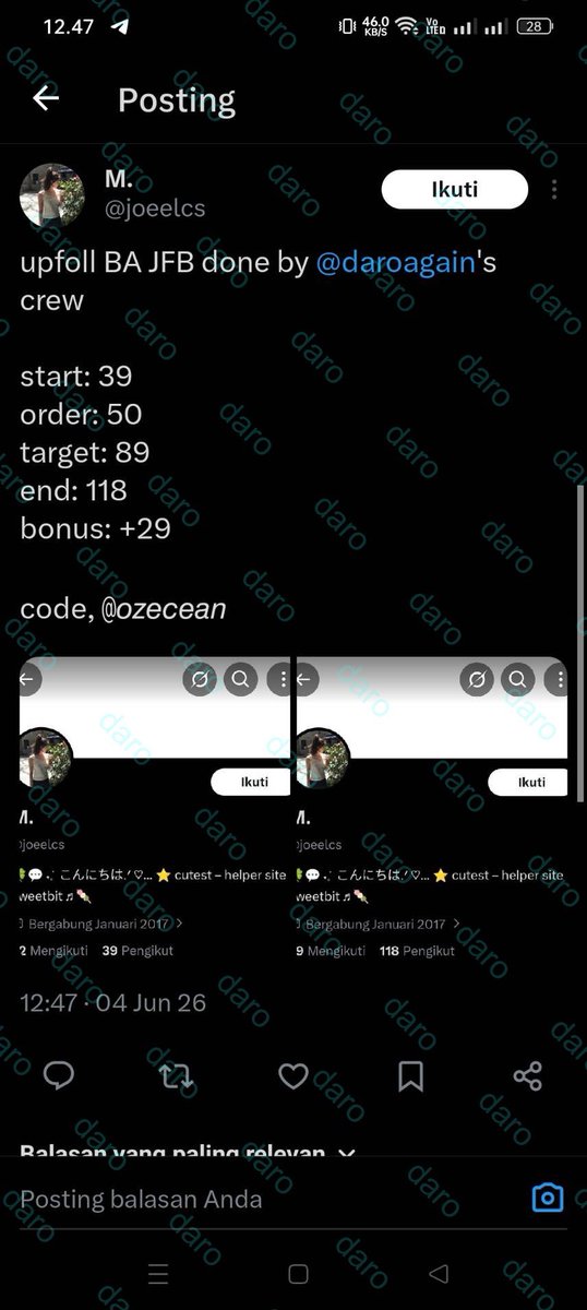 ternak2daro's tweet photo. @daroagain upfoll ba jfb daro &amp; crew https://t.co/5ZhlaWp9ty