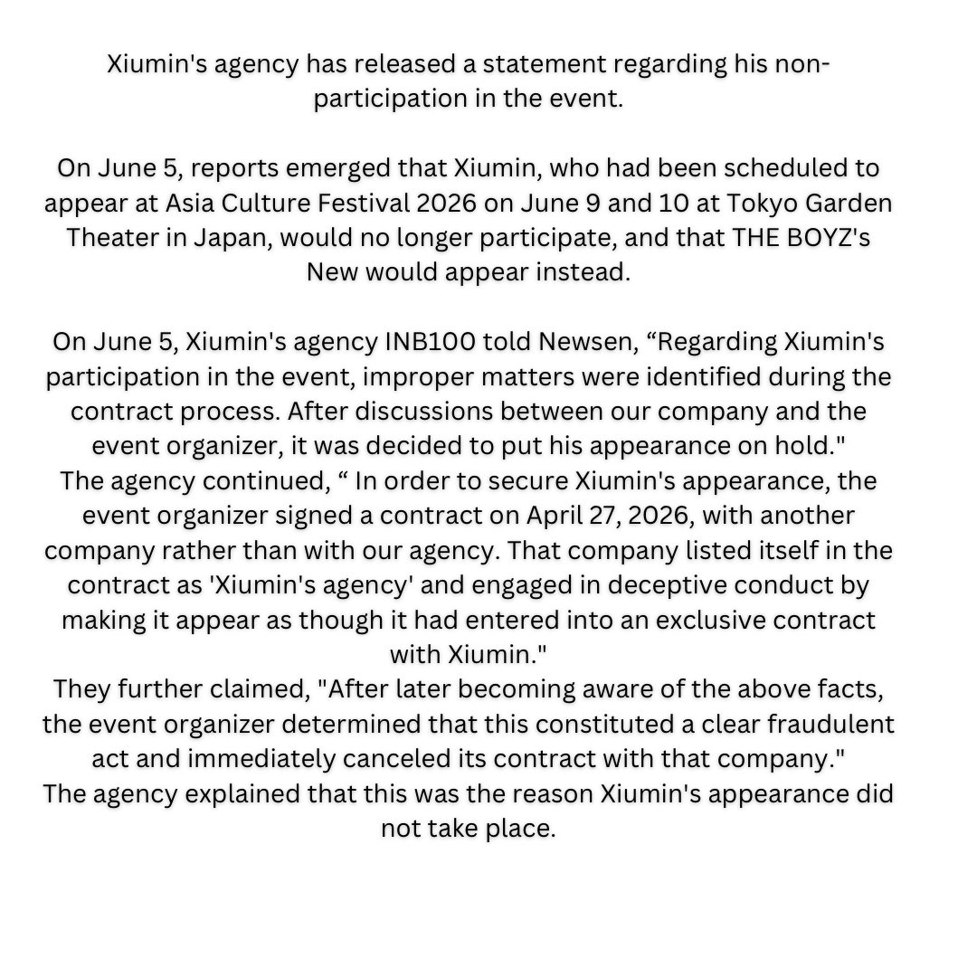 connectXIUns's tweet photo. Naver 📰

Xiumin's agency releases statement regarding canceled appearance: "Improper issues were identified during the contract process" [Official Statement] https://t.co/Y6Img7wdOK