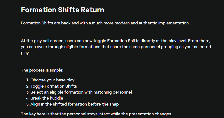 Cobo760's tweet photo. Formation Shift just brought back something Madden hasn't had in over a decade.  

Now imagine THIS play being ran from the best formations in the game.  

I genuinely don't think people realize how broken offense could become. https://t.co/twdZHkuKZf