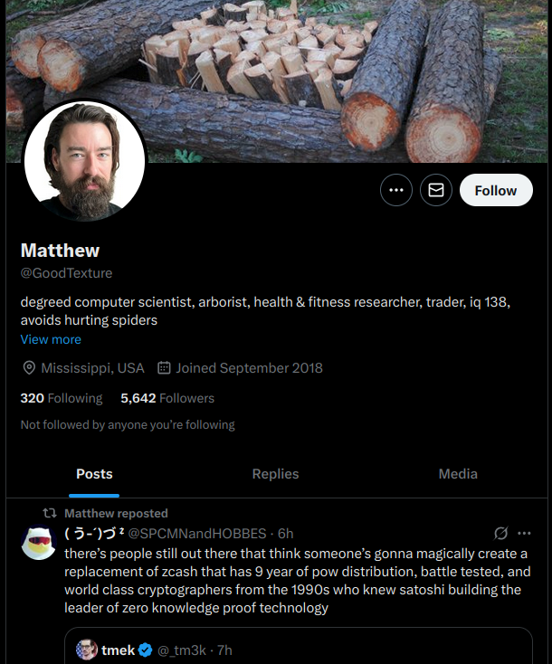 spirobel's tweet photo. interesting. seems like people are moving back from the trades into academia.

last year he was a beard oil lumberjack in Mississippi into health &amp; fitness

now he is a quantum researcher in silicon valley https://t.co/jUw4ge1iWD