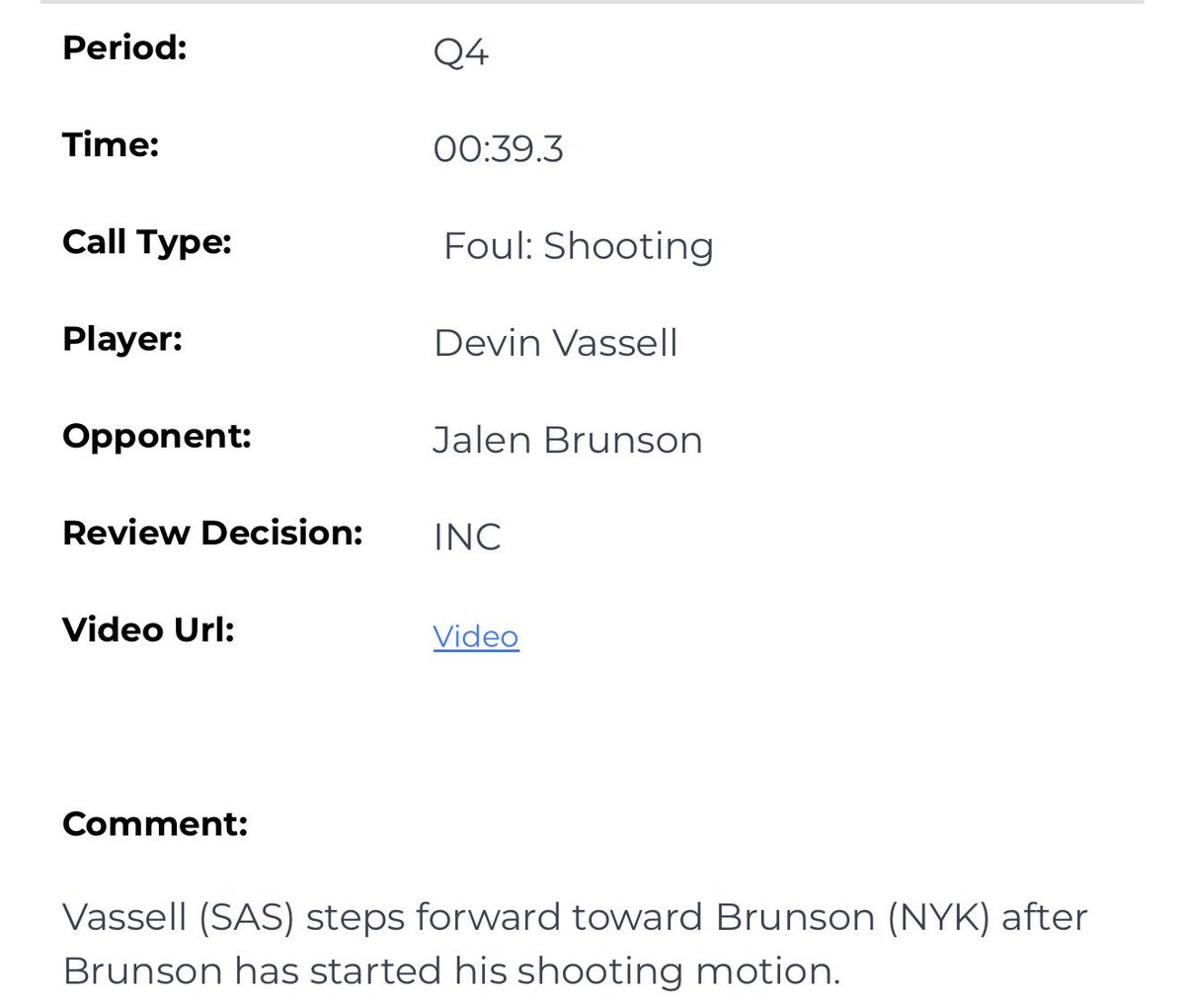 FiddlesPicks's tweet photo. NBA Last 2 Minute report says:

This is NOT a travel. 

This IS a foul on Devin Vassell, incorrectly not called and should have been an And-1 https://t.co/WzHeT7fqUM