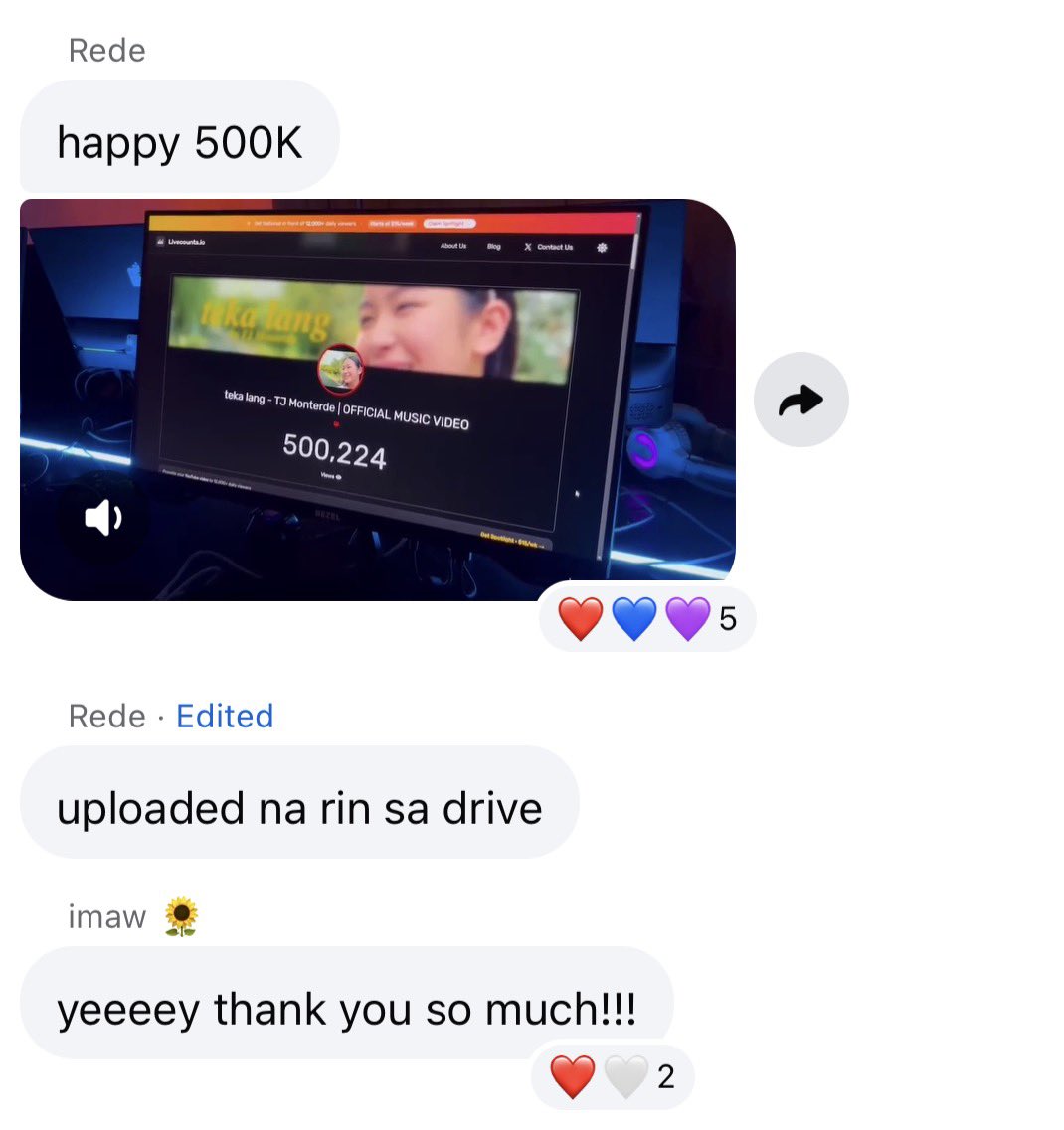 luvcapricee's tweet photo. Grabe ’yung dedication ng lahat ng ka-collab ng TCO. Wdym, may umabot pa ng 5 AM sa comp shop (ckww) para lang ma-reach natin ’yung 500K views? 😣💛

7am pa lang kahapon nag start na ‘yung collaboration and tinapos siya ng ckww kaninang 5am. 

Thank you so much, everyone! Happy 500k Views!!!!!!!!
