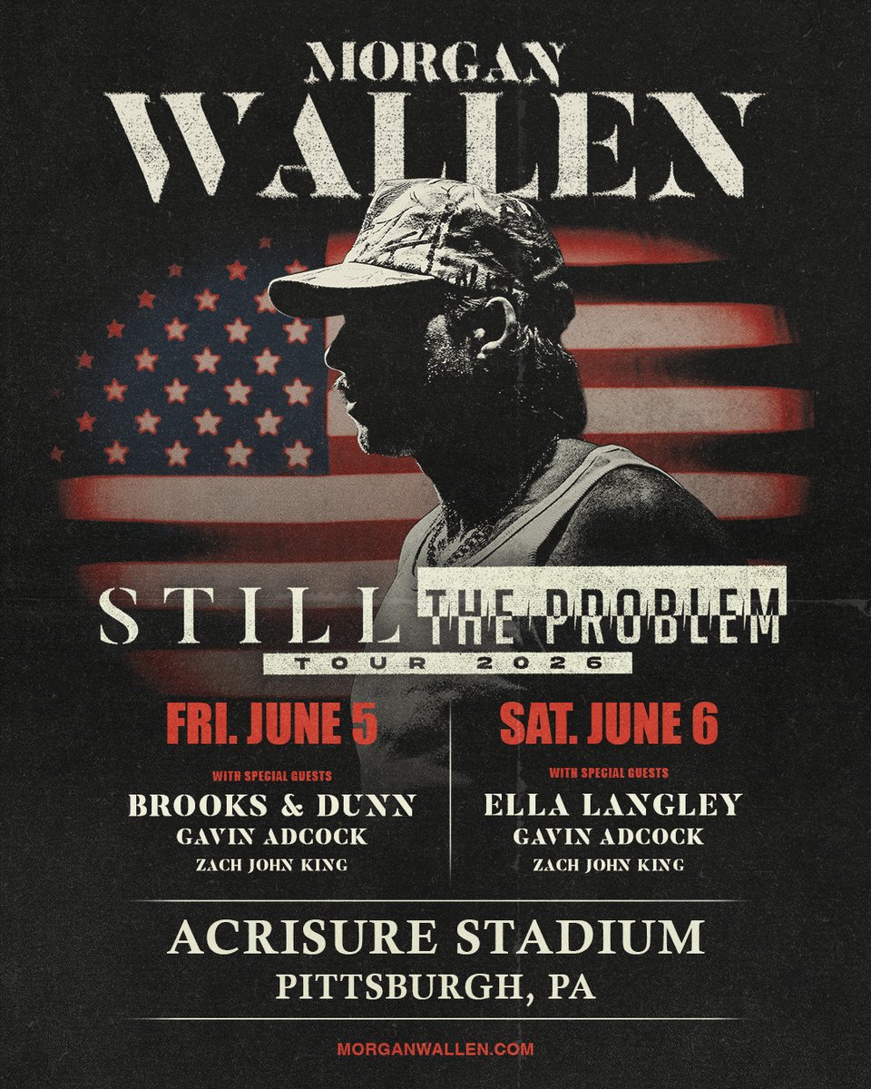 AcrisureStadium's tweet photo. It's goin down tonight‼️

Thought you should know @MorganWallen is here in the Burgh with @BrooksAndDunn, @GavinAdcock, &amp; Zach John King!

More info: https://t.co/yWOjYeFKfy https://t.co/zXS4093WQd