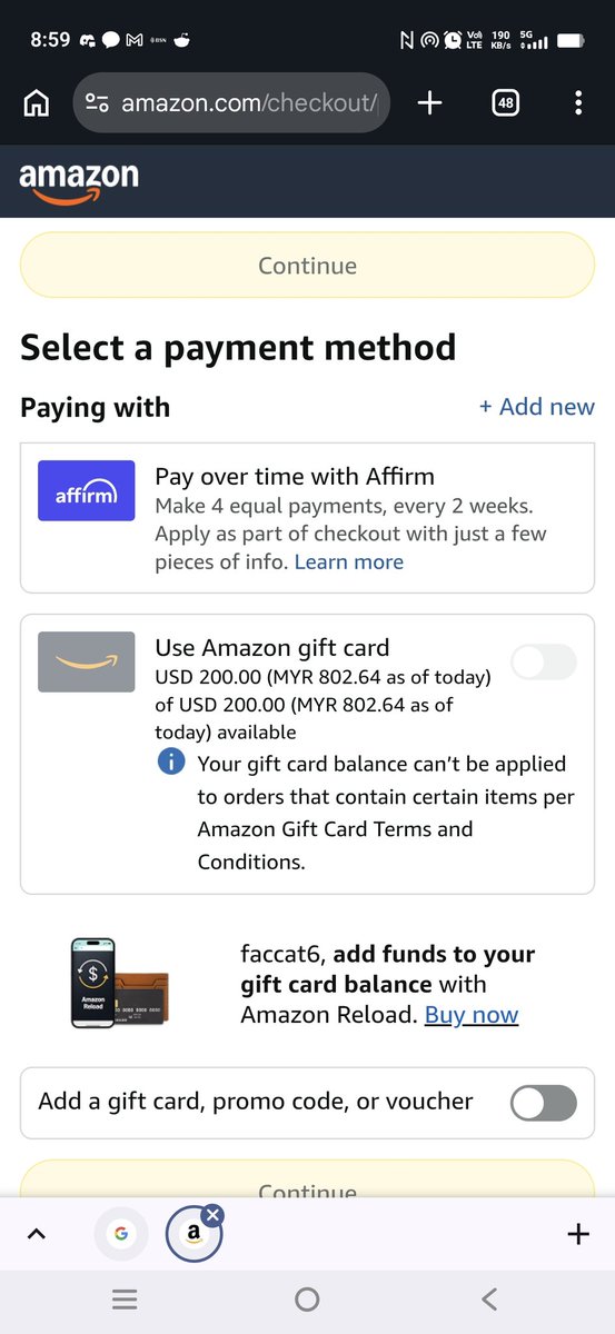 AdamSfet's tweet photo. #Roblox I’m trying to buy a Roblox gift card on Amazon, but it won’t allow me to complete the purchase using my Amazon balance/payment method. What can I do? @Roblox https://t.co/uQtEo3CUZA