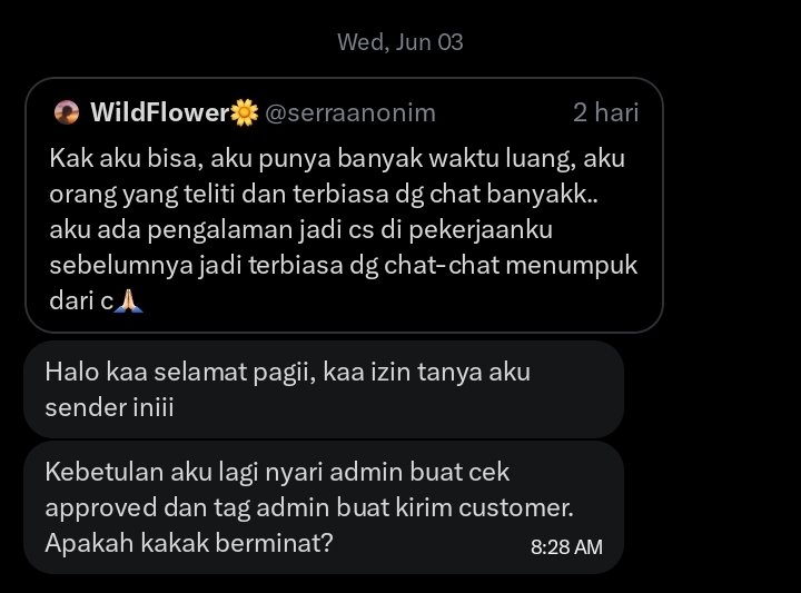 serraanonim's tweet photo. Seperti nolak rezeki tau gk rasanyaa😭 elon kenapa sih DM yg gk saling ngikutin masuk ke hidden message😭 https://t.co/fpPKBLYILG