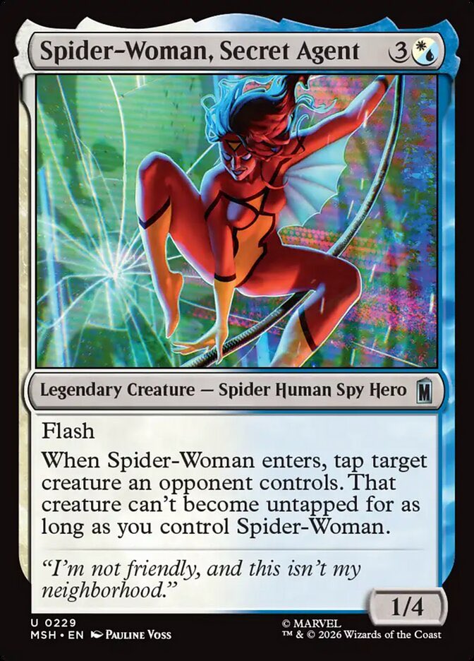 Chabotis's tweet photo. @WizardsMTG my life is yours 😭😭😭 
Thank you, and Marvel for including her again. This time her mana cost and effect feel more of Jessica’s abilities. I also appreciate the ‘Spy’ typing https://t.co/uHfnmBttlN