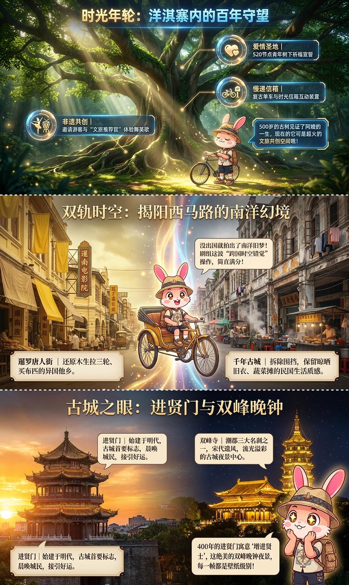 HaiLu91519's tweet photo. ✨ 走进揭阳烟火秘境🐰赞兔兔开启老城漫游！
石狮古桥留存百年民俗，南洋骑楼复刻暹罗旧貌，棉湖街巷漫着小吃热气，泛黄侨批纸页藏着跨海乡愁，舌尖与目光同步邂逅潮汕独有的厚重与温柔。 #给阿嬷的情书 #Teochew #Chiuchow #ChinaTravel #ChaoshanTravel #大美中国 #Zantutu #Chaoshan https://t.co/yCu6HXMhu7
