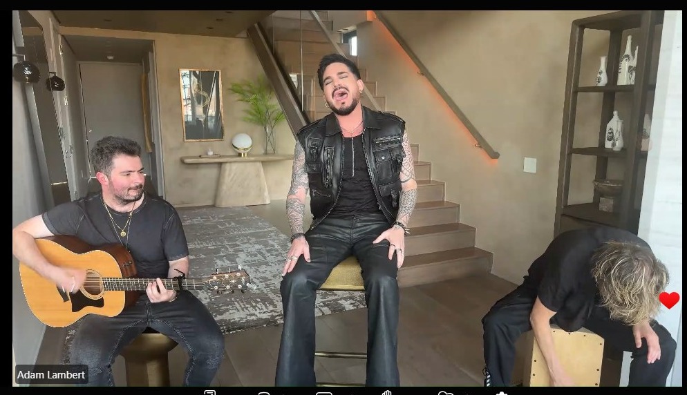 4Gelly's tweet photo. Adam did a LIVE STREAM concert for Grammy members today!  
"This was really cool....A Grammy LIVE STREAM concert with Adam Lambert, Suki Waterhouse and Ziggy Marley....What fun..."
https://t.co/3hOKTyPITp https://t.co/6b3e3cc8eb