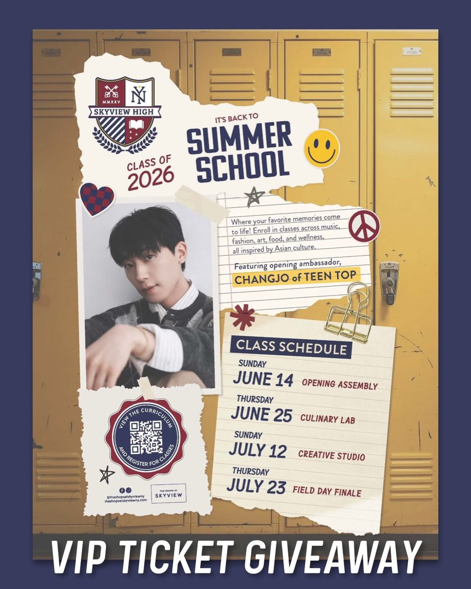 TheKpopverse's tweet photo. [GIVEAWAY] We’re partnering with The Shops at Skyview in New York to giveaway three pairs of VIP TICKETS to the the 'Opening Assembly' on June 14th kicking of “Skyview High School Summer School 2026” in New York! 

Enter here: https://t.co/ARwVVYM9gV https://t.co/uV9yFBgvhO