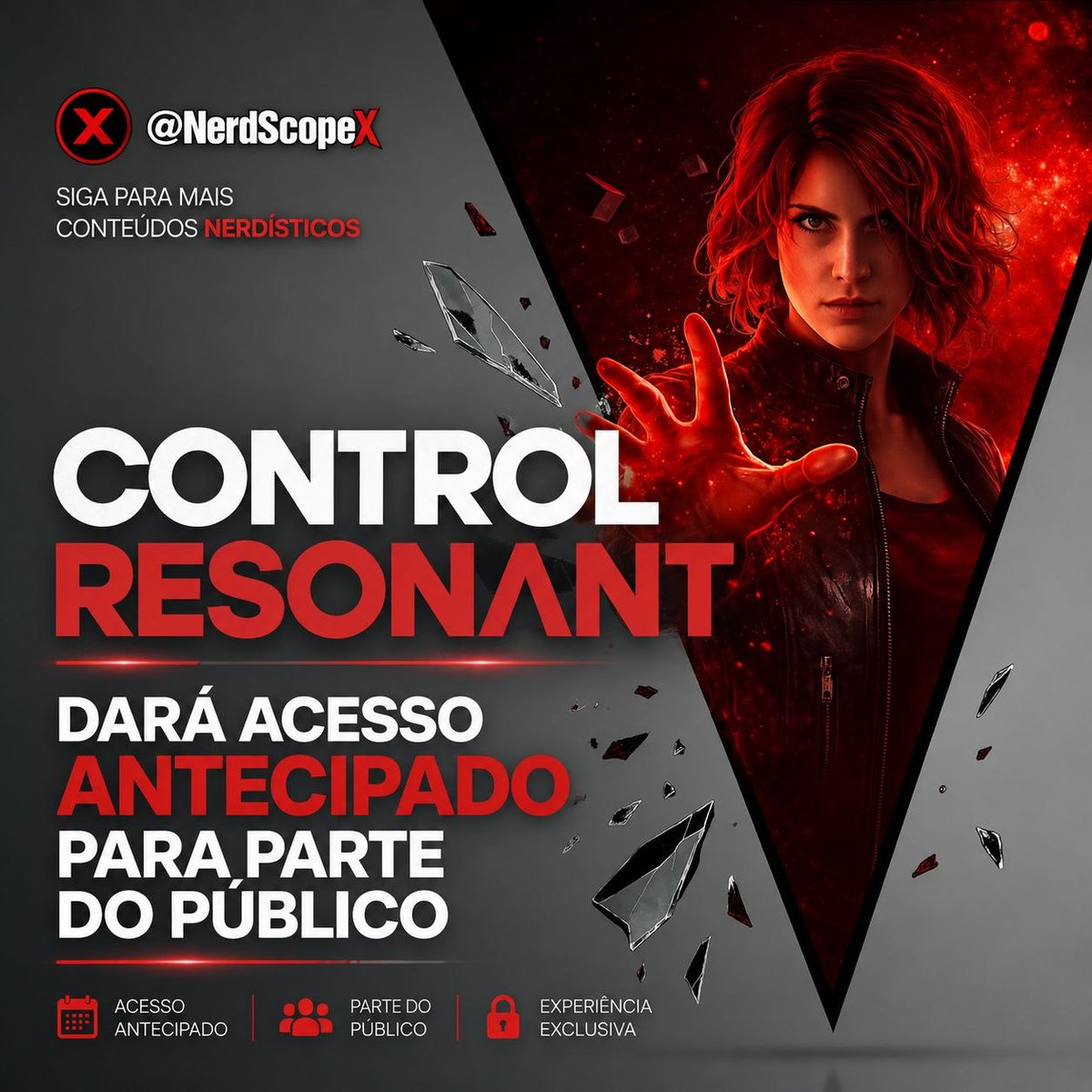 NerdScopeX's tweet photo. 🚨 Control Resonant terá acesso antecipado! 🎮
A Remedy confirmou que a Edição Deluxe dará 48h de acesso antecipado.
📅 Lançamento oficial: 24 de setembro de 2026.
🔥 O jogo colocará Dylan Faden como protagonista.
#ControlResonant #Control2 #Remedy #Gaming https://t.co/GNg0ja2ZSI