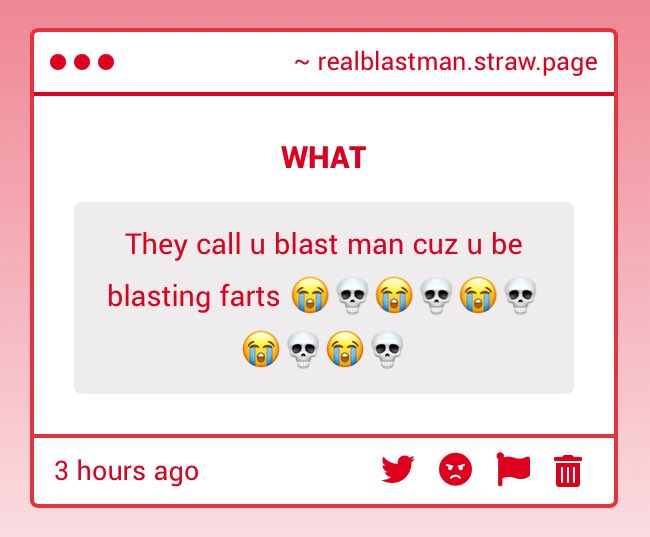 BL4STMAN's tweet photo. This is why i dont fucking check this thing all yall motherfuckers do is send me stupid ass bullshit for no good fucking reason Youre  a waste of my precious fuckign time and a waste of your own Life Im not even kidding you need to be hit by a semi truck a big ass 18 Wheeler DIE https://t.co/Kai1c27PrI