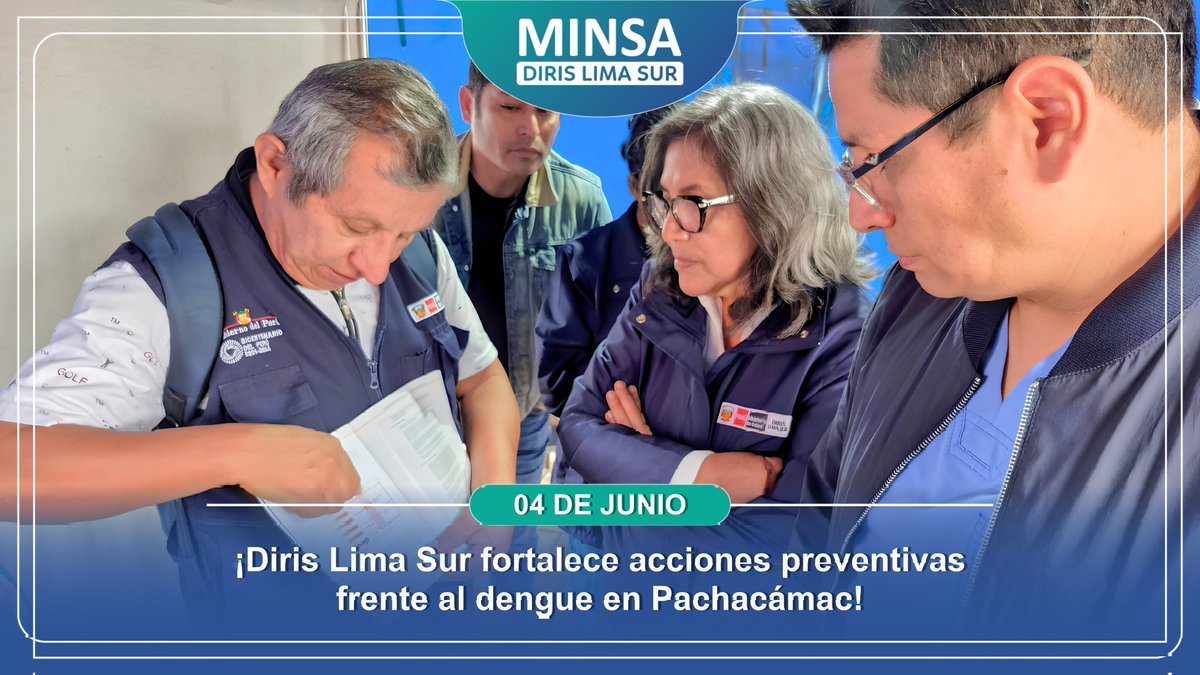 DIRISLimaSur's tweet photo. Con el objetivo de reforzar la respuesta oportuna ante la notificación de casos de dengue, representantes del MINSA, DGIESP, DIGESA, DGAIN, CDC, INS, DGOS y DPROM realizaron una asistencia técnica inopinada al Centro Materno Infantil (CMI) Pachacámac.

🏥 La visita estuvo dirigida a fortalecer las capacidades del personal de salud del primer nivel de atención para la vigilancia, prevención y control del dengue, garantizando una atención oportuna a las familias del sector.🦟🚫

#Dengue #PrevenciónDelDengue #LimaSur #ElDengueMataCuidaATuFamilia