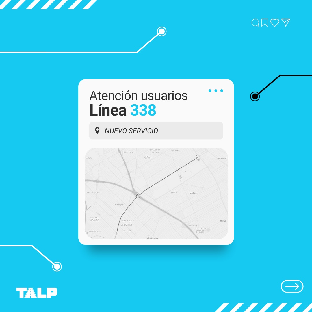 talp338's tweet photo. ⚠️Atención 📢
Usuarios Línea TALP 338

A partir del viernes 5 de junio comienza a funcionar un nuevo servicio (Ramal 10) que conectará San Isidro con Boulogne, sumando una nueva alternativa para viajar de forma más cómoda y eficiente. https://t.co/m79UevJD98