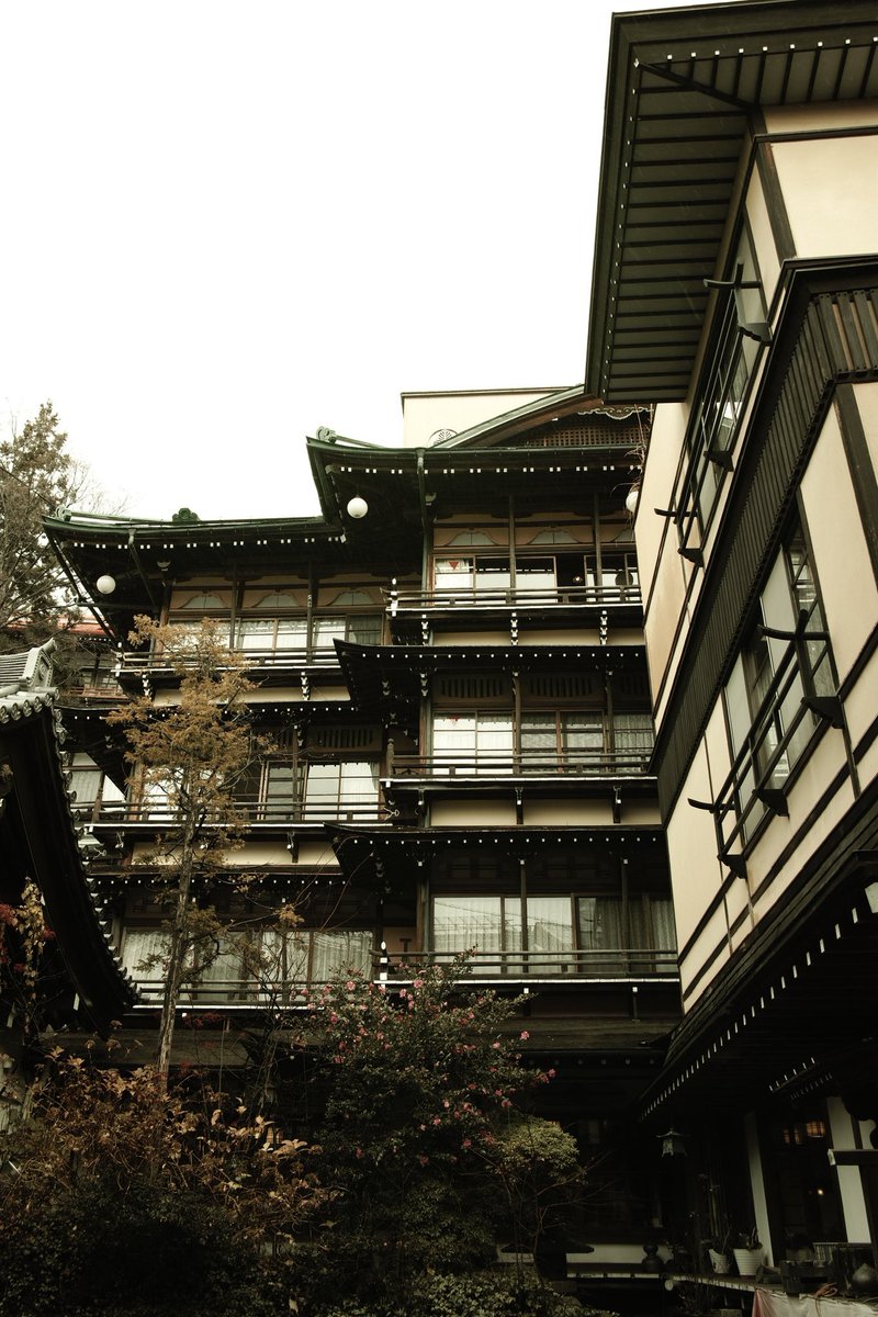 IsayamaEmi's tweet photo. 渋温泉、良いんです。
源泉から這い出た管が町中を縦横無尽に走るスチームパンクな町です♨️
その中そびえるのが木造4階だての斉月楼かかえる金具屋旅館さんです✨✨ https://t.co/hxYhPytFrA