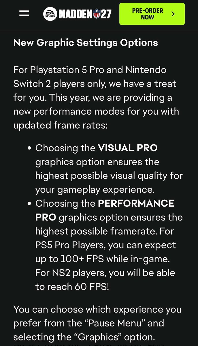 SwitchHandz's tweet photo. Madden 27 on switch 2 will be 60 FPS! https://t.co/EBjbUfCCyJ