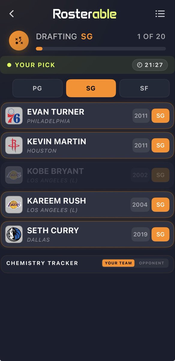 rosterable's tweet photo. Not as easy to put together a great team when your opponent is picking from the same players you are 

Download the Rosterable app to join the thousands of other ball-knowers drafting H2H against a random opponent or friends and climb the leaderboards

https://t.co/jYwMVJJwDG https://t.co/878Pdq2KfW
