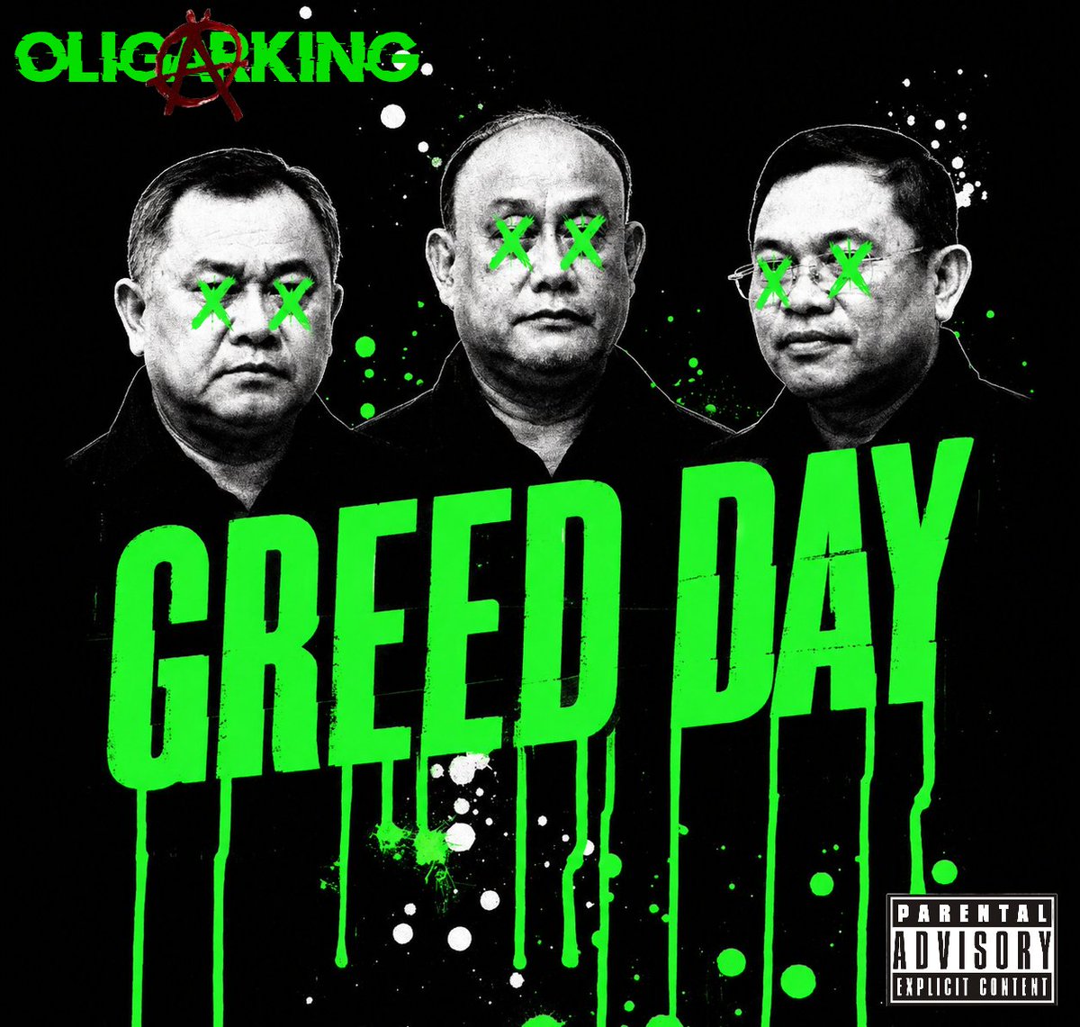 krisiparuhbaya's tweet photo. OLIGARKING - GREED DAY

Setelah ditangkap, Dadan berencana membuat band beraliran pop prison punk bersama dua rekannya. Grup ini dikabarkan sedang dalam fase rehearsal dan diharapkan menyanyi lebih keras dan lantang tentang uang semilyar per hari beserta ketelebelece yang mereka terima. 

Citizen of  X,, KITA SAMBIT "GREED DAY"