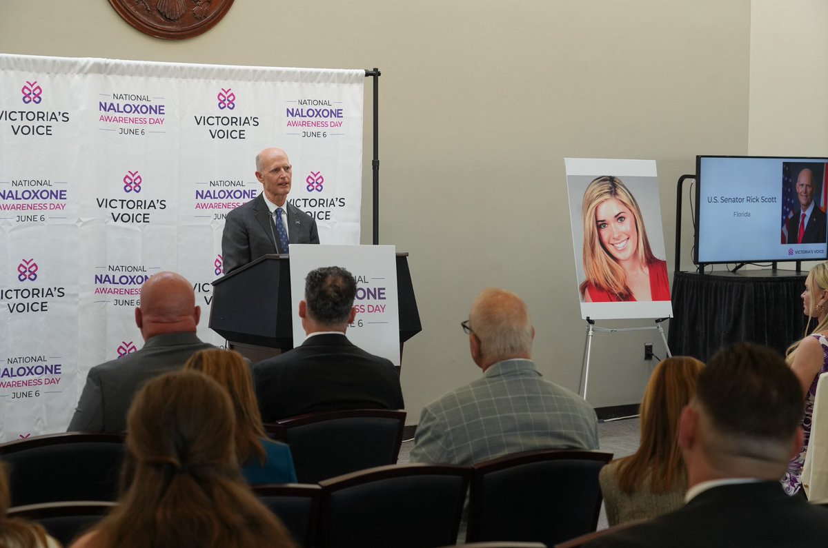 SenRickScott's tweet photo. Victoria Siegel was only 18 years old when she was taken from this world by a tragic drug overdose. Losing her turned her parents’ lives upside down, and it began their fight against America’s drug epidemic.

I joined @VictoriasVoice_ for Naloxone Awareness Day to honor Victoria’s legacy and the countless lives lost to deadly drugs.

Thank you to the Siegel family and this organization for your unwavering commitment to educating families, raising awareness, and promoting access to lifesaving Narcan.