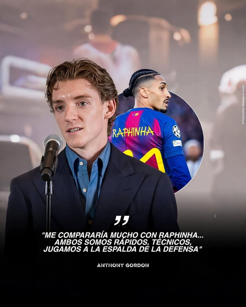 Barcemesista's tweet photo. — ANTHONY GORDON: "Me compararía mucho con Raphinha, especialmente debido a mi intensidad. Ambos somos rápidos, técnicos, jugamos a la espalda de la defensa y siempre intentamos marcar goles... Soy como él".

¡¡DOS JUGADORES CON LA MISMA INTENSIDAD EN LA MISMA BANDA!! 💀 https://t.co/FdHK9BBNCw
