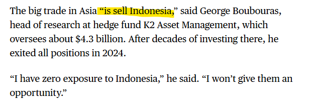 ArvinHonami's tweet photo. "Sell Indonesia" gak tuh, dan have zero exposure to Indonesia setelah invest berdekade dekade.. 

Ini katanya ekonomi kita kuat, kok pada exit ya? 🤣 https://t.co/55MjVbSAwM