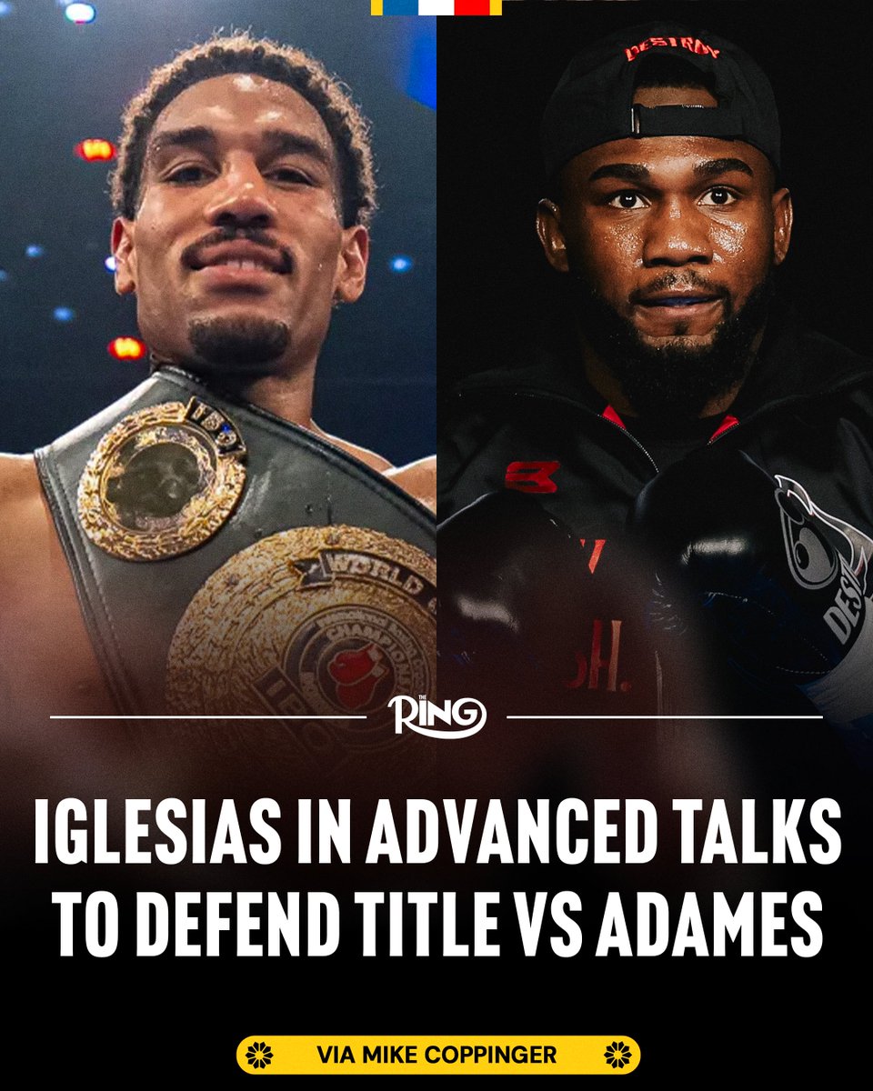 ringmagazine's tweet photo. Osleys Iglesias is in advanced talks to defend his IBF super middleweight title against Carlos Adames, Iglesias’ promoter Camille Estephan tells The Ring’s @MikeCoppinger. https://t.co/bbp3MsKkLE