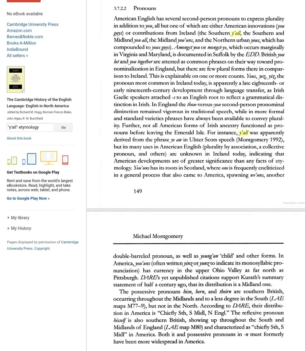 JennC1983's tweet photo. @theoceanblooms Y'all came from Ulster Scots (potentially) as well during the waves of Irish and Scottish immigration to the US. Earliest known usage is something like 1820. Also possible it derived from Gullah and Creole according to other sources from the 90s. But this is cited several places https://t.co/lwS27FzaEr