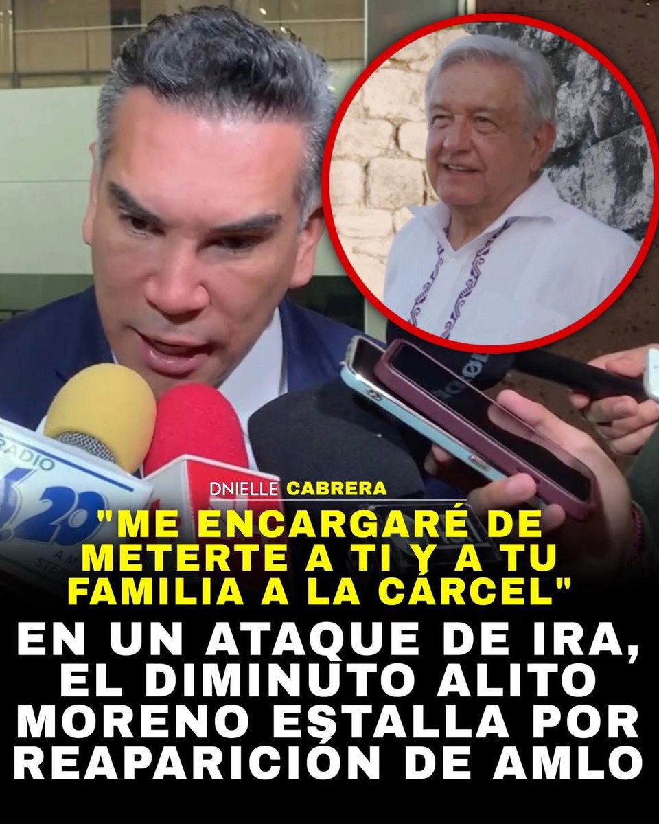 DnielleCabrera's tweet photo. 🚨 TRONÓ LORD BOTOX! En un ataque de ira, el diminuto Alito Moreno se lanzó en contra de la reaparición de AMLO, aseguró que fue un n4rcopresidente y que lo meterá a la cárcel a él y a toda su familia 🫪 https://t.co/QV5SR5enO3