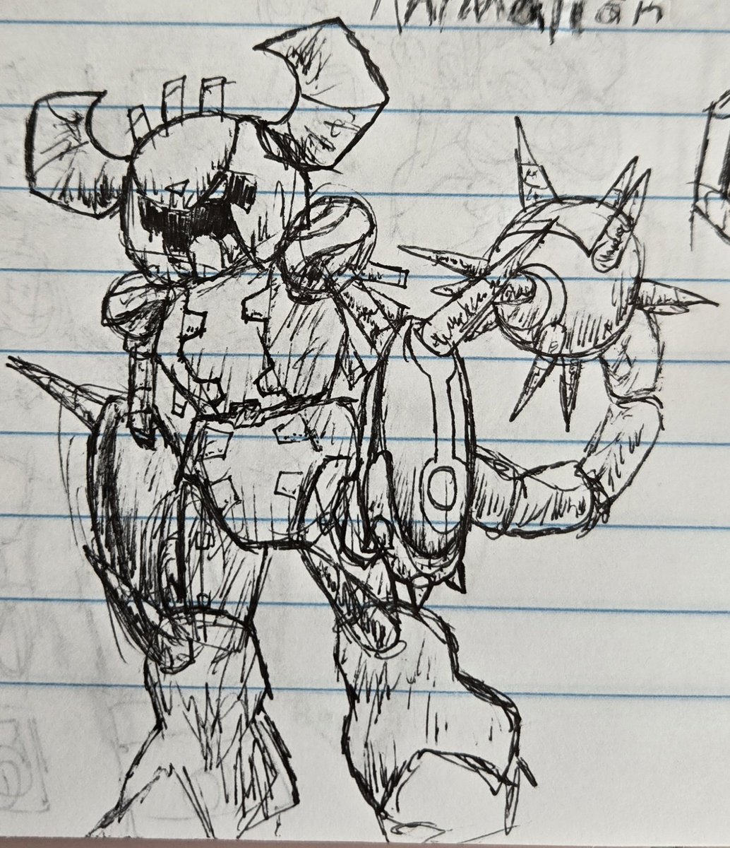 skybot437's tweet photo. Been thinking about #Medabots a lot lately, so I doodled Spikan as a bot with a porcupine medal. Probably not a real medal, but I'm not back into Medabots enough yet to remember what all the medals were or what their strengths were.
#Spectrobes https://t.co/w92hJwTidq