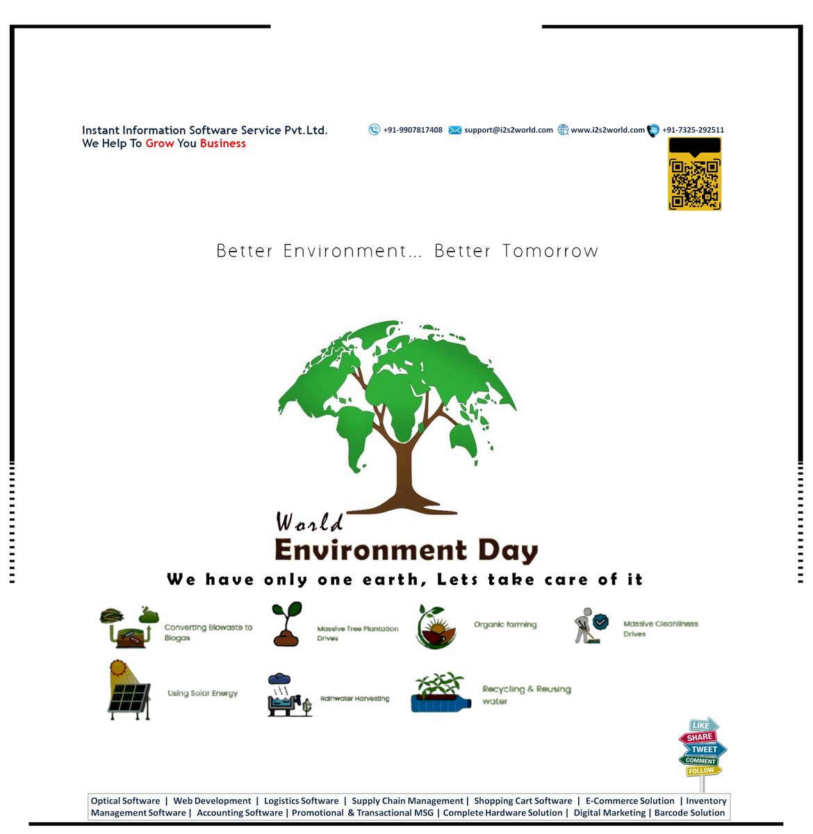 instant_pvt's tweet photo. Better Environment… Better Tomorrow
#WorldEnvironmentDay
#विश्व_पर्यावरण_दिवस
#Environment_Day
#पर्यावरणदिवस
#Optical_software
#Opticalsoftware
#i2s2
#Optocare
#AaharStore
#ECommerce
#Digital_Marketing
#Web_Development
#ERP
#ITSolutionExperts
#webdesign

https://t.co/3jKYRs2wWK https://t.co/wXD2gxqaje