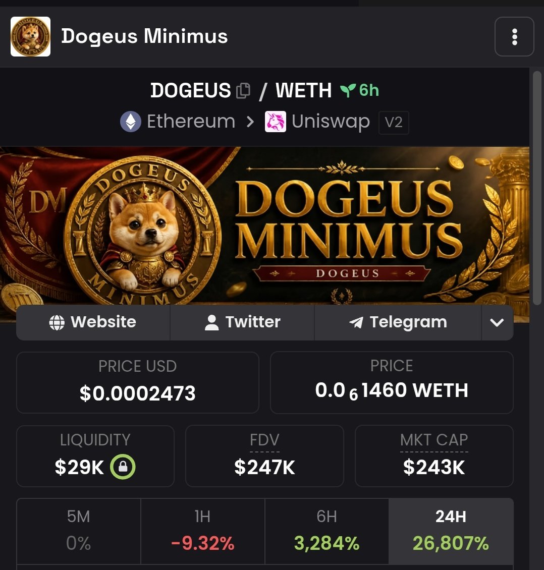 DegenGameboy's tweet photo. $DOGEUS spotted at 21k Mc >>>>>> Ath 400k Mc 
Be early...learn onchain with @DegenGameboy https://t.co/S9jwEUUVX0