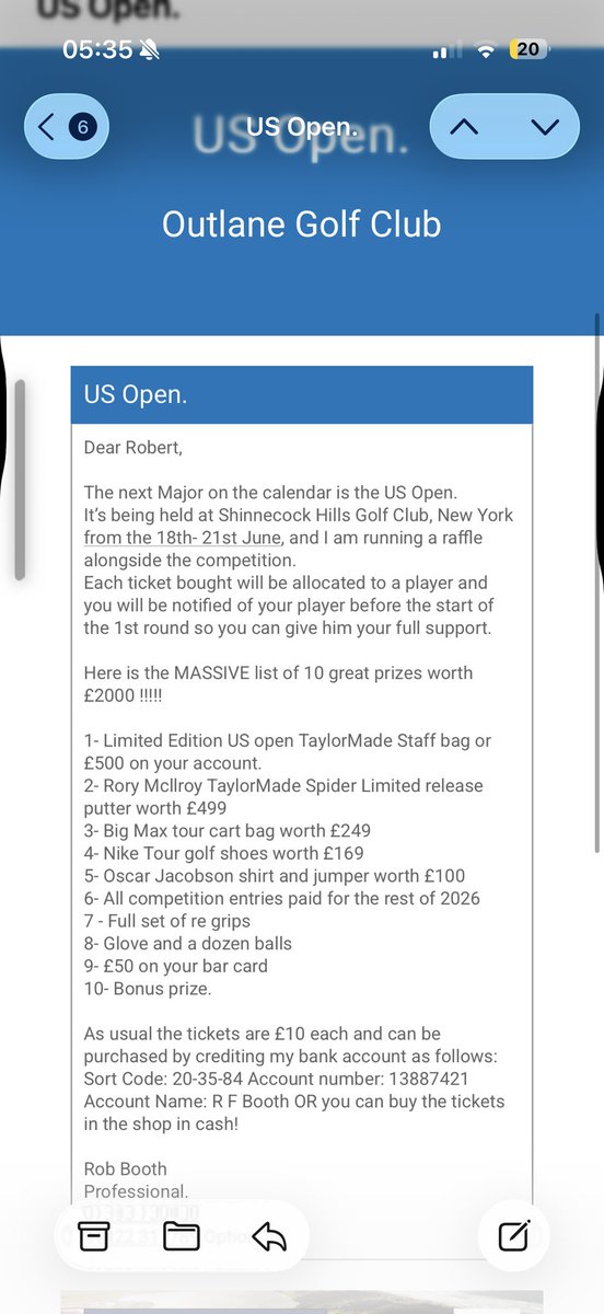 OProshop's tweet photo. ITS BACK BY POPULAR DEMAND!!! The US Open Player Raffle Draw 

Over £2,000 of Prizes given out. @rboothprogolf 

Each ticket will allocate a player @usopengolf 

Don’t miss out. https://t.co/9WwT9jkdSi