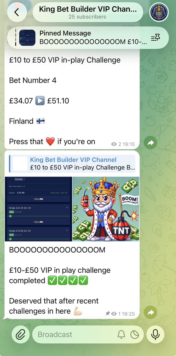 KingBetBuilder1's tweet photo. 🏆 VIP WEEKEND OFFER 🏆 

Join VIP for just £3 first month! 10 spaces available! Be quick because these will fly out! 

Smashed a £10-£50 challenge yesterday &amp; got a great 5/1 ACCA lined up for tonight 😮‍💨

Stop missing out and join here for 70% discount 👉 https://t.co/cREVs1rLEz https://t.co/r5XZPsaP4L