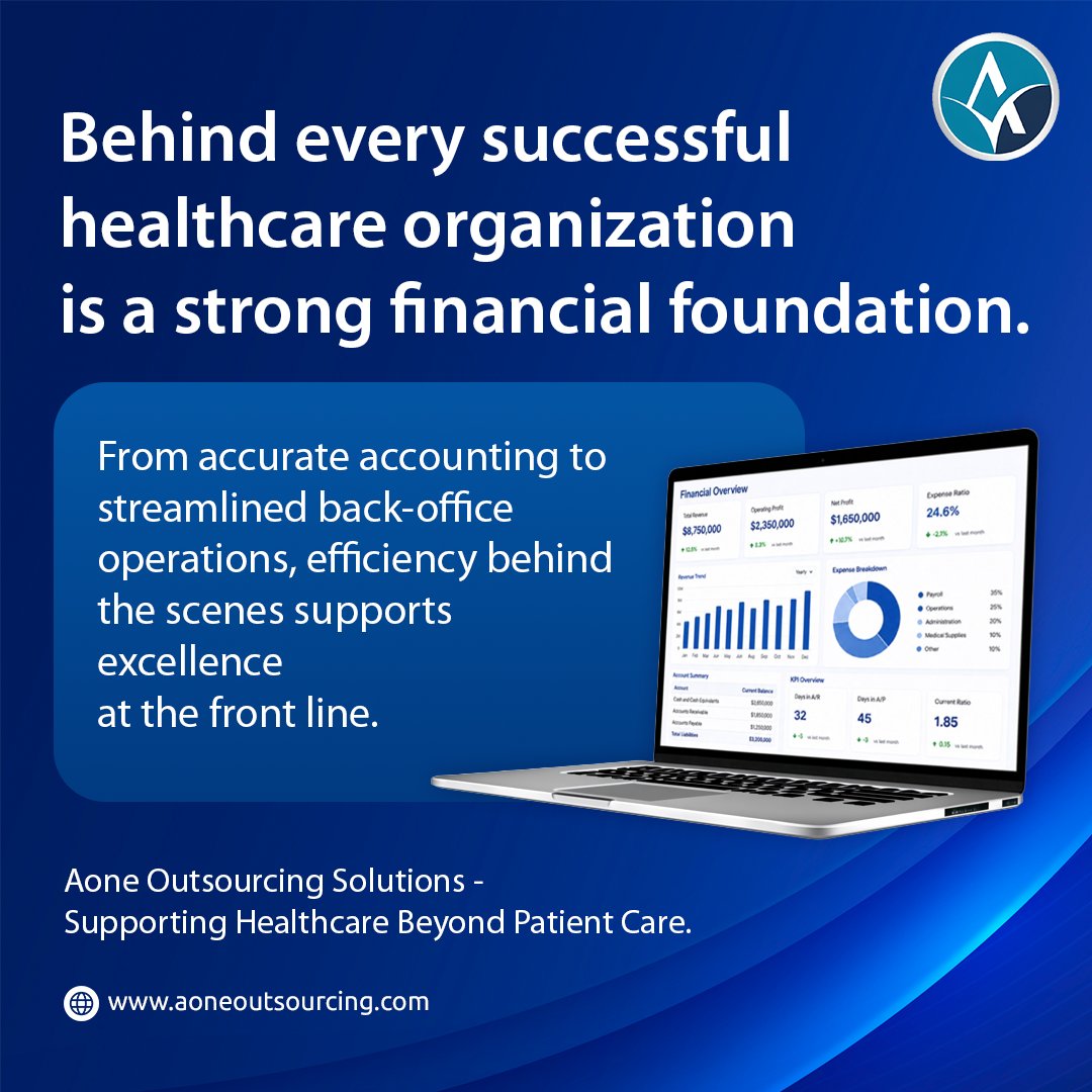 Aoneoutsource's tweet photo. Behind every successful healthcare organization is efficient financial management.

We help healthcare providers streamline accounting and back-office operations so they can focus on what matters most—patient care.

#Healthcare #MedicalAccounting #HealthcareFinance https://t.co/YJkgJEviXQ