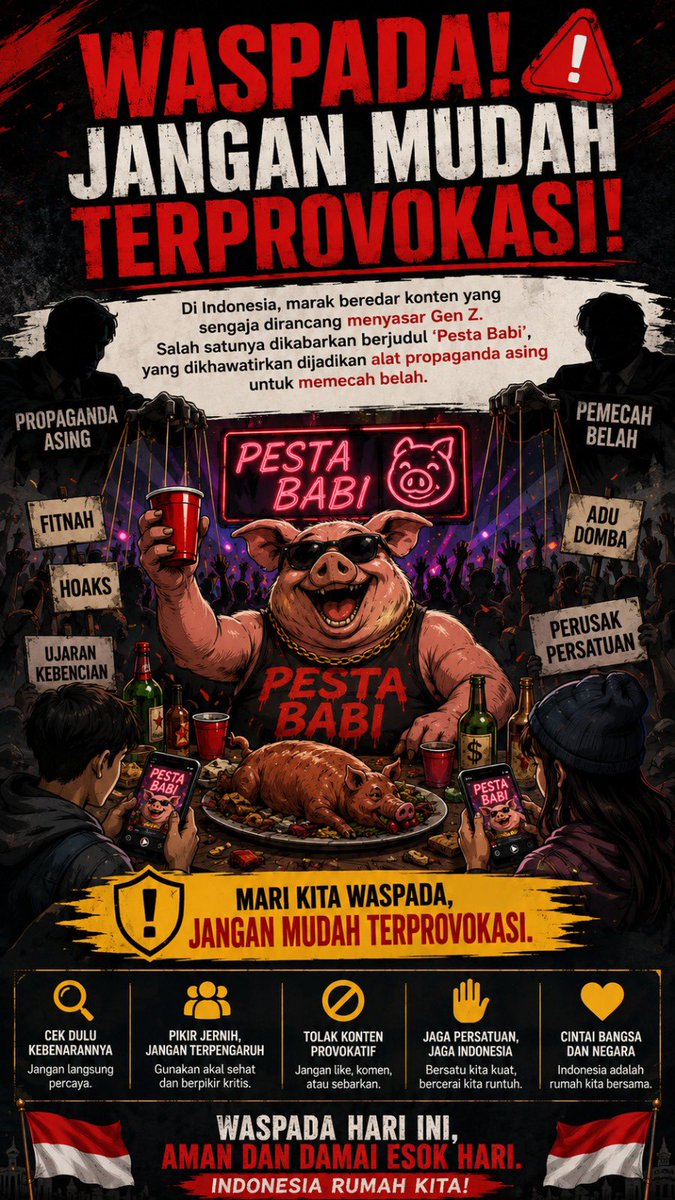 icus9197's tweet photo. Film Pesta Babi bukan solusi buat hiburan apalagi buat menambah wawasan Isinya cuma bikin keresahan dan memecah belah Jangan sampai kita dianggap sebagai orang yang suka menyebarkan hal buruk Lebih baik fokus membangun persatuan daripada memecah belah 🤝💖❌ https://t.co/hqR7RUzaN3