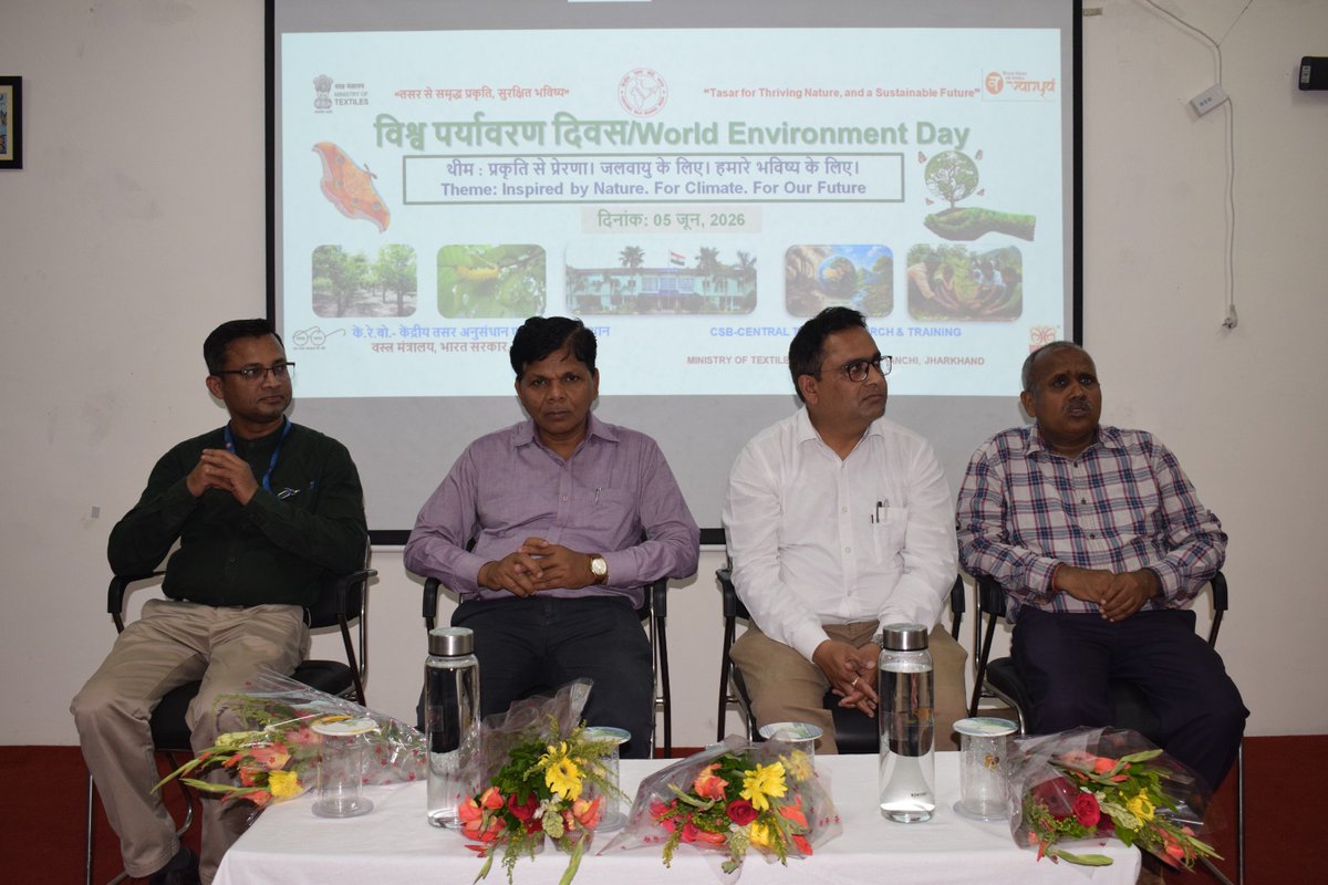 DCtrti's tweet photo. On 5th June 2026, CSB-CTRTI, Ranchi celebrated World Environment Day 2026 under the theme "Inspired by Nature. For Climate. For Our Future."
The celebration included a plantation drive and an awareness workshop on environmental conservation, climate action, and sustainable living https://t.co/NmUGVZOg5p