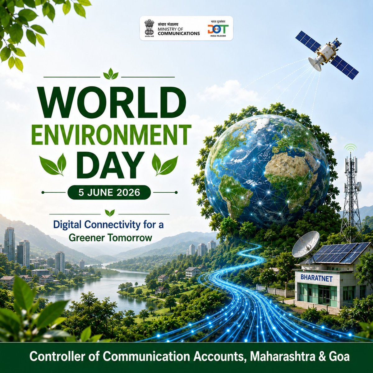 Dot_CCAMahnGoa's tweet photo. Digital Connectivity for a Greener Tomorrow
World Environment Day 2026
#DoT #Telecom #WorldEnvironmentDay

@DoT_India @ControllerDot https://t.co/CUxMMwSz9E