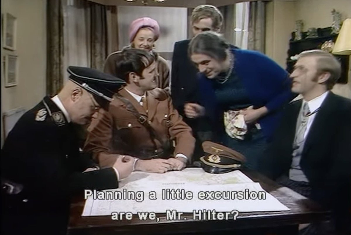 Sci_Interface's tweet photo. @GiovanniSagredo @nickybateleur @neptunez_7 @BrockRiddickIFB Worse than the Monty Python skit where Hitler was in hiding after the war and going by "Mr. Hilter" without bothering to lose the mustache or the uniform https://t.co/isAMnx1FPe
