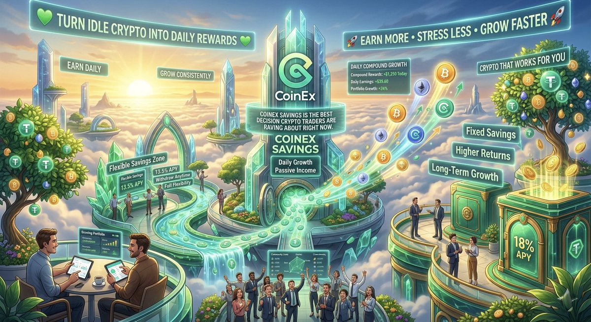 Saifulirox's tweet photo. CoinEx Savings Is the Best Decision Crypto Traders Are Raving About Right Now

I’m genuinely excited every time I check my CoinEx account these days. 

What used to be idle USDT just sitting around is now earning solid ~13.5% APY on Flexible Savings — and I can withdraw anytime without hassle. 

The daily compound growth feels almost too good, and Fixed terms give even bigger smiles when I lock in for a bit. 

Traders everywhere are loving how simple and rewarding it is. Finally, a platform that makes holding actually fun and profitable. 

@coinexcom Savings just hits different — highly recommend jumping in! 🚀

#CoinEx #CoinExSavings