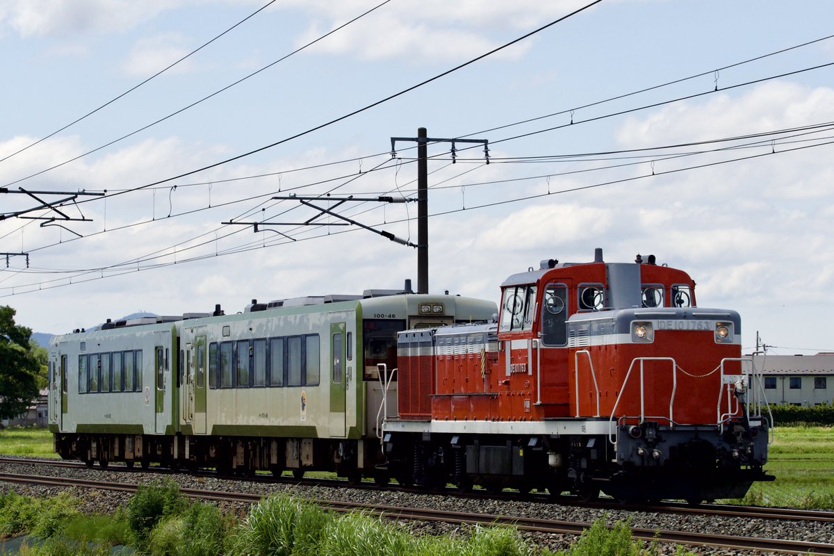 F5001224's tweet photo. 盛岡DE10 1763&amp;キハ100-46&amp;キハ100-201
廃車配給 https://t.co/e3KfqnlkWq