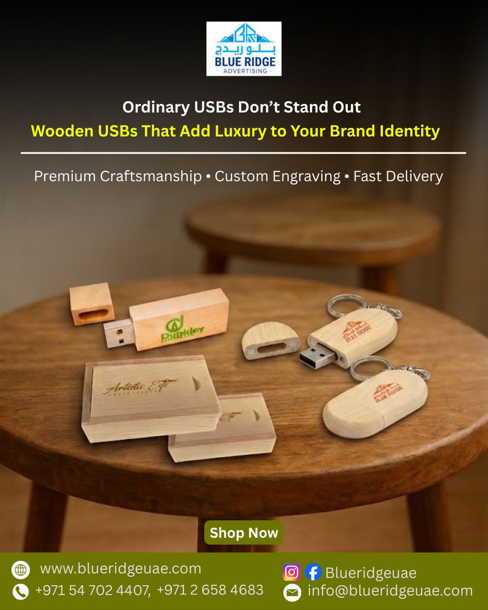 Blueridge_uae's tweet photo. Ordinary giveaways are forgotten. Premium wooden USBs with custom engraving showcase your brand’s elegance, professionalism and attention to detail.
https://t.co/EGx1agop9n
#WoodenUSB #CustomUSB #CorporateGifts #BrandingSolutions #PromotionalProducts #BusinessGifts https://t.co/cg475eXTQh