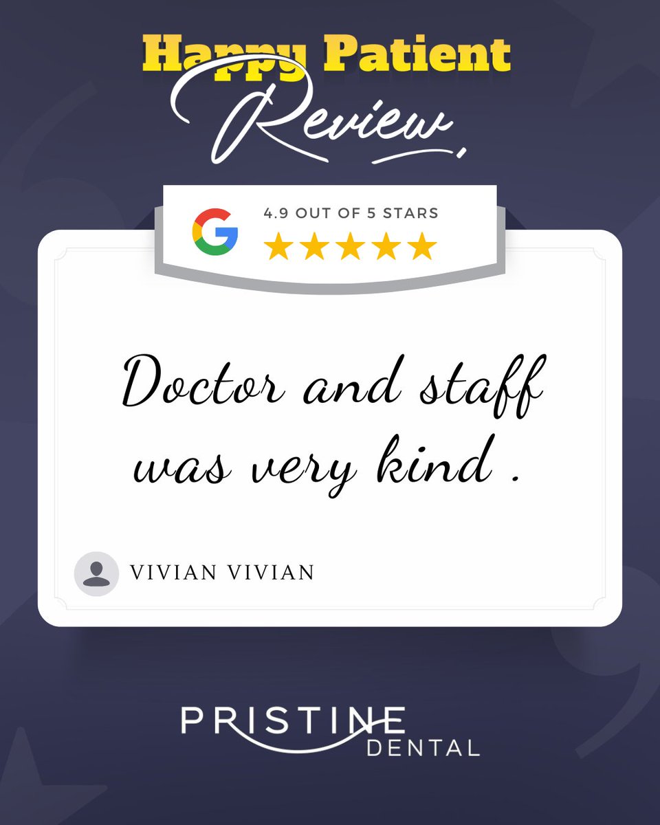 dental_pristine's tweet photo. A Glowing 🌟 Review ✍️ From  'Vivian Vivian' on Google!

Source 🌐 : https://t.co/qPq4YvWZTU https://t.co/Kom6LrtNC7
