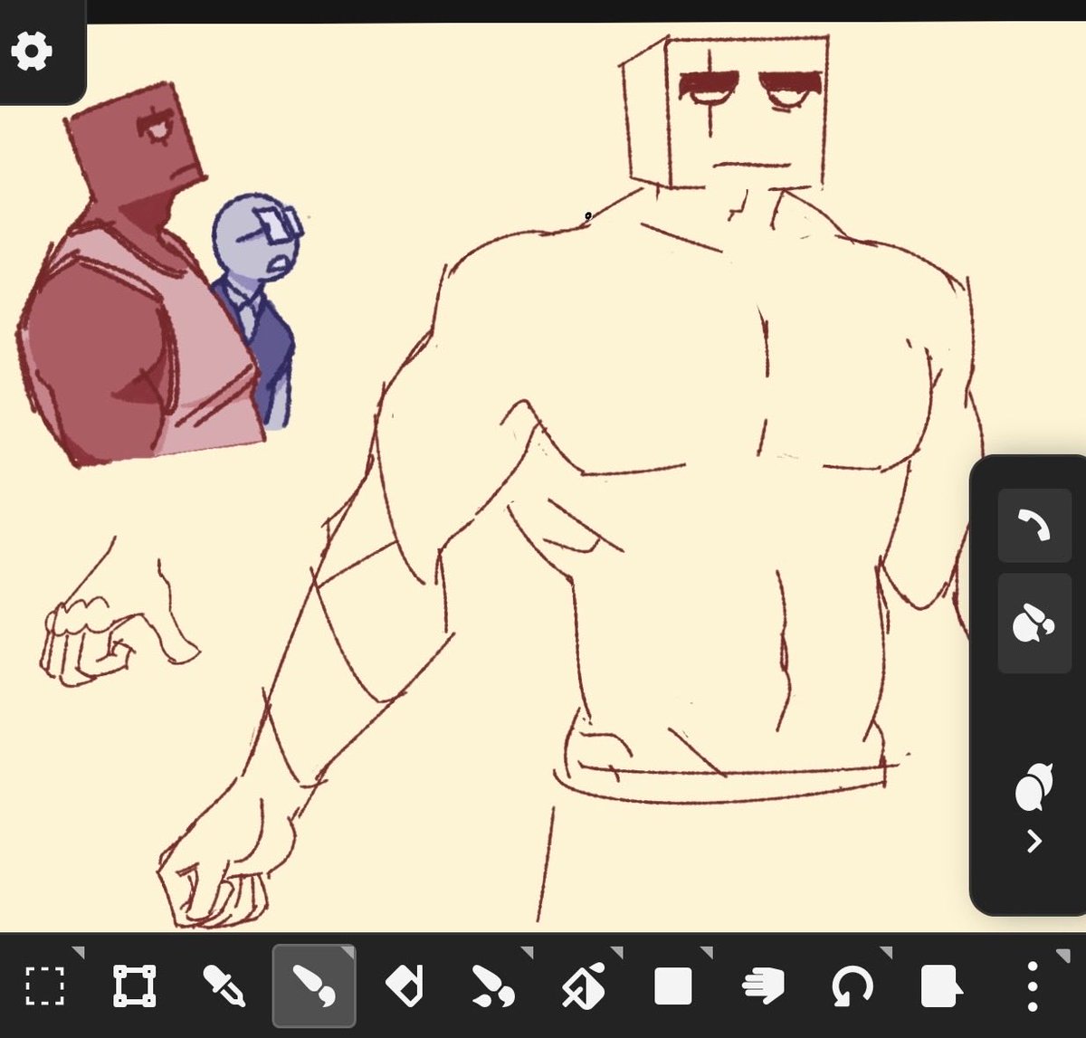 ppannccakkess's tweet photo. Buff ppl are so hard for me to draw dawg I gotta learn anatomy better 😓 and why isn’t the body type im going for for Rhettttttt 😭#puzzleheads https://t.co/FQOkYTbh8Q
