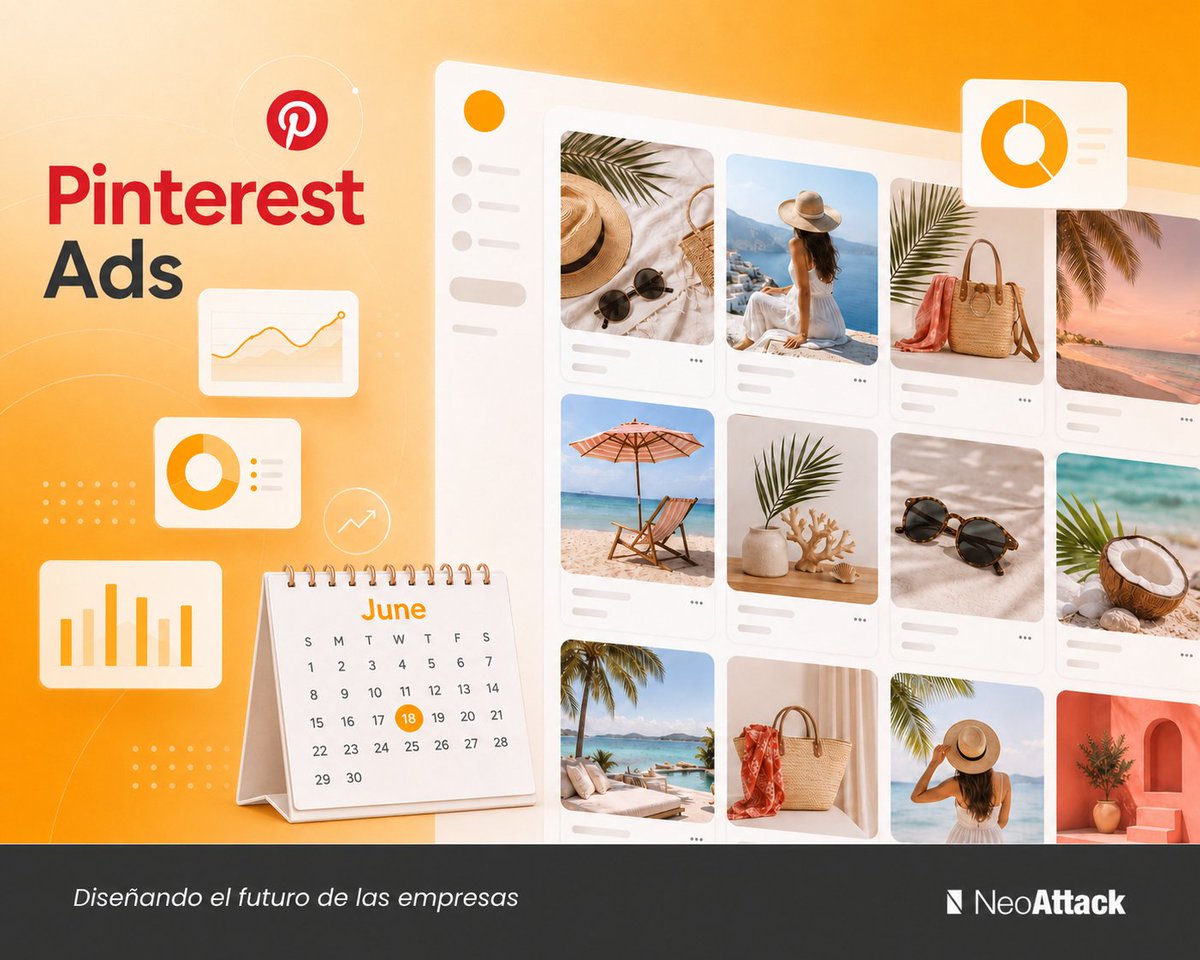 NeoattackAgency's tweet photo. El error de las rebajas de verano es llegar tarde. En Pinterest Ads, el momento es HOY. 📌☀️

Mientras en Meta te peleas por captar el clic de última hora en julio, en Pinterest el comportamiento es preventivo. https://t.co/Ji4hzwG0lB
