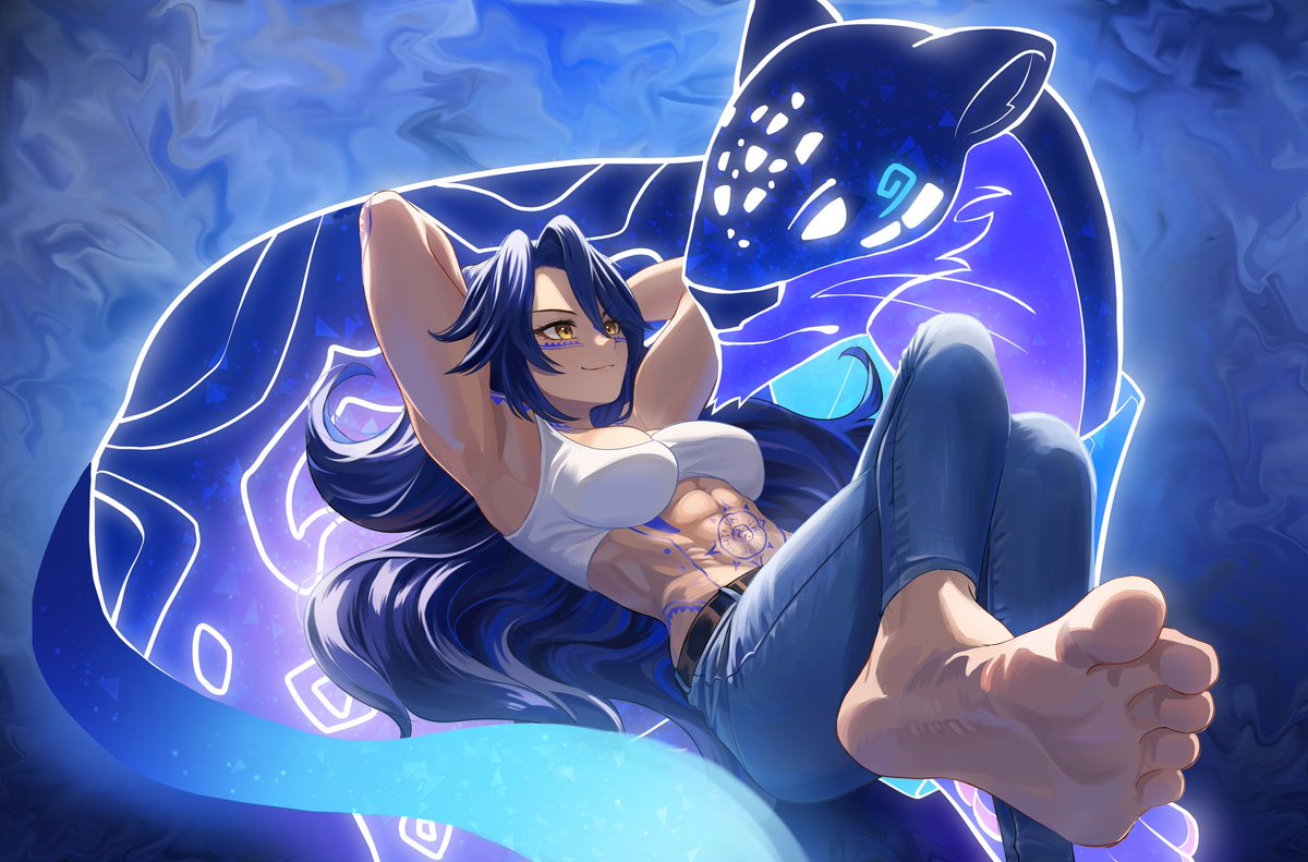 SandyJakobs's tweet photo. @AirisuBaka Oh dang, didn't know this was on OC sharing thread lmao! Here's a great shot of my girl Kaya, and her spirit friend Nawe! 🎨 @/necosugiru https://t.co/QI8JqQZtXD